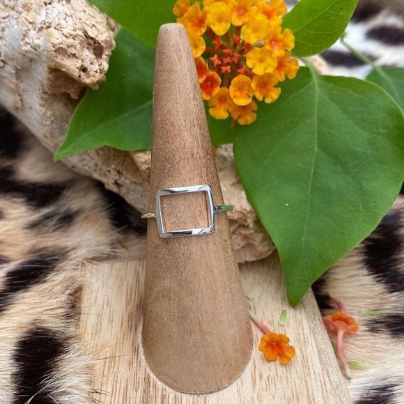 Sterling Silver High Polish Modern Square Ring - Picture 1 of 5